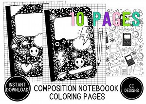 Composition Notebook Coloring Pages  Back To School Coloring Art Pages