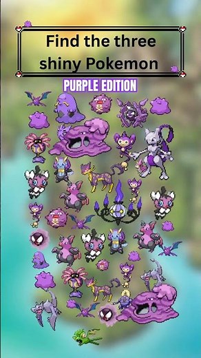Can you find the three shinies hidden amongst all the purple pokemon???!!