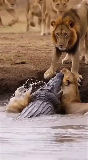 RIVER RAGE Lion Dragged Into the Water by a Giant Crocodile