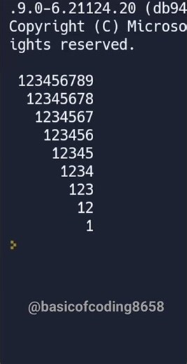 08-Triangle pettern using nested for loop in C# ॥ Number pettern #basicofcoding#coding#csharp#shorts