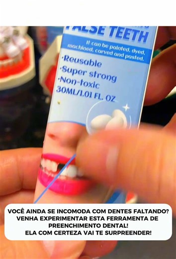 Olha que satisfatório cobrir essa falha! 🤤✨ Essa resina moldável é a solução estética PROVISÓRIA perfeita pra quem precisa de um sorriso novo em minutos. É super fácil de aplicar: moldou, secou, tá pronto. Ninguém diz que não é seu! 👇 O link do kit completo tá aqui no carrinho! 🛒🦷 #sorriso #dentes #satisfatorio #asmrvisual #estetica