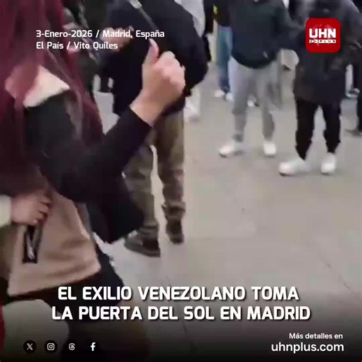 🇻🇪🇪🇸‼️ | ÚLTIMA HORA — Cientos de venezolanos se concentran en la Puerta del Sol, en Madrid, para celebrar la captura de la cabeza del régimen chavista. Banderas, aplausos y gritos de libertad marcan una jornada histórica para el exilio venezolano en España.