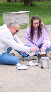 The first Hobo Breakfast of the season! Our staff are often serving during the summer, and some had NEVER experienced this beloved tradition! We thought it was about time we served them this gourmet breakfast of bacon, eggs, and toast on a recycled tin can 🍳🥓🍞 | Bair Lake Bible Camp