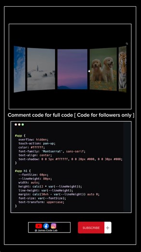 23K views · 338 reactions | This image slider made with html and Css is next level ‍ Search for James code lab and subscribe and follow us on Facebook for the full code | James Code Lab | Facebook