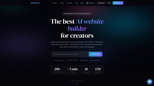 AI Marcus: AI website builder for professional, multi-page sites in minutes.