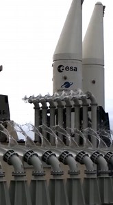 808K views · 10K reactions | We've been discussing the deluge system since Monday, but maybe you'd like to see it in action. It's a system of huge valves at the base of Ariane 6 that open simultaneously as the rocket lifts off. It's an ncredible sight to watch in slow motion. Can you guess how many valves there are around the launcher? #ArianeGroup #Ariane6 ESA - European Space Agency CNES CSG Centre spatial guyanais @arianespace | ArianeGroup | Facebook