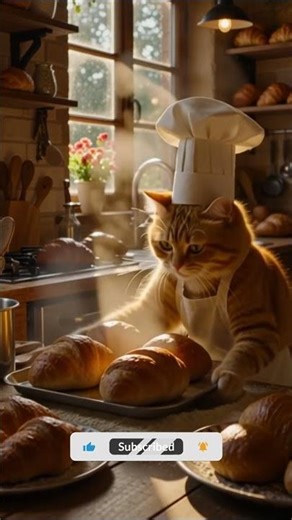 The Cutest Baker Cat Ever! 😺🍞 Fresh Bread & Cozy Vibes!