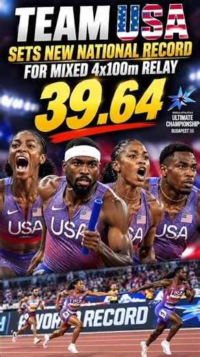 Team USA Sets New National Record For Mixed 4x100m relay 39.64 #howtorunfaster