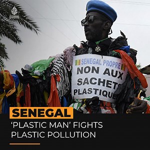 Modou Fall, known as ‘the plastic man’, is walking around Senegal on foot to raise awareness of the country’s plastic pollution crisis 👇 | Al Jazeera English