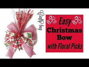 EASY bow with Floral Picks. Easy Layered wreath bow. how to tie a ribbon bow. how to make a bow.