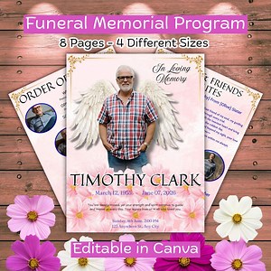 08 Funeral Program | Obituary Template for Men | Celebration of Life | Memorial Service - Etsy Canada
