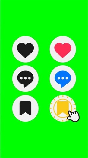TikTok Like, Comment & Save Icons Animation Green Screen