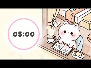 5 minute lofi Timer 🎵 Can a Cute Cat Help You Focus While Studying?