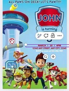 Editable Puppy Patrol Birthday Invitation Canva Template Paw-ty Party Digital Download - Etsy