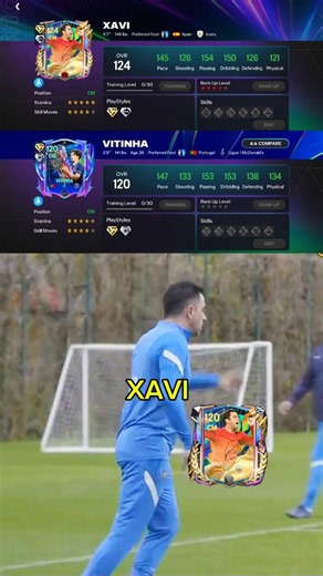 124 XAVI vs 120 VITINHA! 🇪🇸 VS 🇵🇹 - FC Mobile Card Comparison