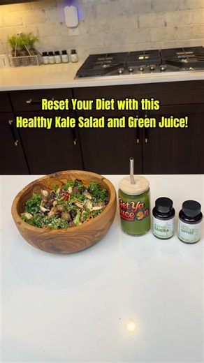 Reset Your Diet with this Healthy Kale Salad and Green Juice! #food #dinner #healthy