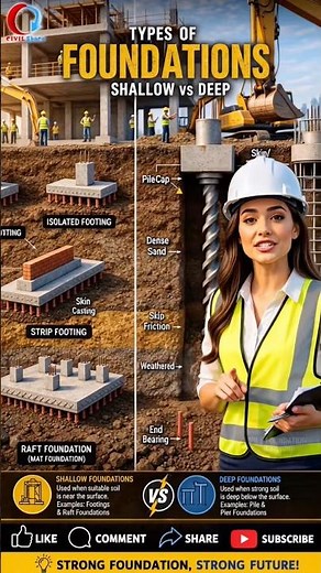 Shallow vs Deep Foundations Explained in 10 Seconds! 🏗️ | Civil Engineering Basics | CIVIL Share
