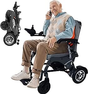 2023 Folding Electric Wheelchair for Adults, 500W Motorized Wheelchairs, Ultra Light Portable Wheelchair, 10AH Battery, Removable Battery, Premium Quality
