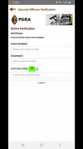 2.3K views · 66 reactions | Verification of Security Officers/Businesses and Training Courses on the App , Captcha Code is the number highlighted in green and needs to be include in the space provided and click submit. | Private Security Industry Regulatory Authority | Facebook