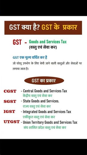 जीएसटी क्या है GST कितने प्रकार की होती है Type of GST ka full form OF GST #GST #TYPEOFGST