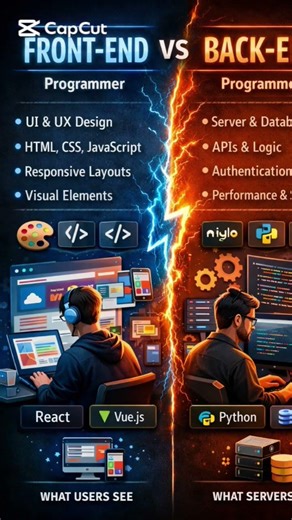 Front-End vs Back-End Programmer 💻 | Which One is Better? 🤔 #coding #programming #webdev #shorts