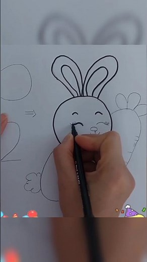 Cute Bunny Drawing with Numbers #shorts