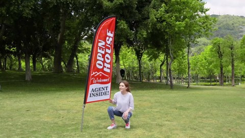 8FT Open Feather Flag with Pole Kit – Outdoor Business Open Sign, Wind-Resistant Swooper Banner for Storefront, Restaurant, Cafe, Retail Shop Promotion