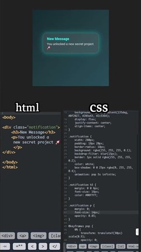 Animated Notification Text — HTML & CSS (No JS!)#webdesign #html #css #cssanimation