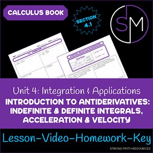 Calculus 4.1 - INTRODUCTION TO ANTIDERIVATIVES (Lesson-Videos-Homework & Key)