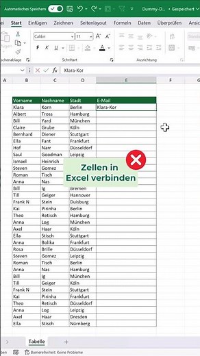 Zellen mit dieser Funktion verbinden 🚀🤩 #excel #karriere #tipps