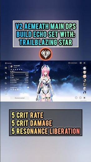 💖V2 Aemeath Main DPS Build With: Trailblazing Star Echo Set 💖 #kurogames #wuwa #wutheringwaves #echo