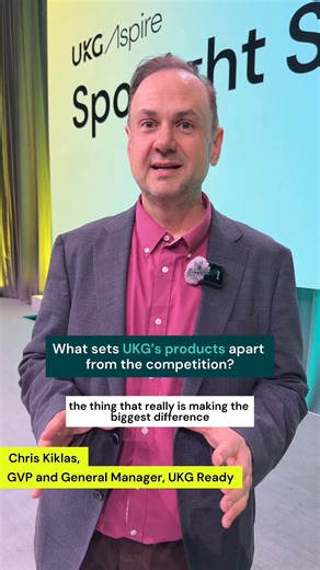UKG on Instagram: "We caught up with Chris Kiklas, GVP and General Manager, UKG Ready, at #UKGAspire, where he shared how UKG's products continue to evolve — helping organizations work smarter, care deeper, and put people at the heart of every decision. Learn how UKG unites HR, payroll, time, scheduling, and more in a single solution to support your people and your business through the link in our bio."