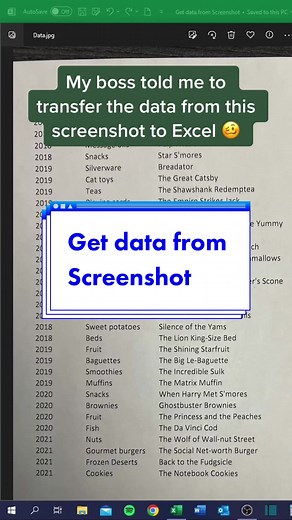 How to get data from a screenshot in Excel! #excel #exceltips #exceltutorial