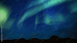 Aurora Green and Milky Way Galaxy Canyon Loop in North Sky