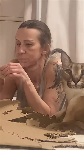 Elena and Gosha tearing cardboard boxes together. And it is actually fun though!