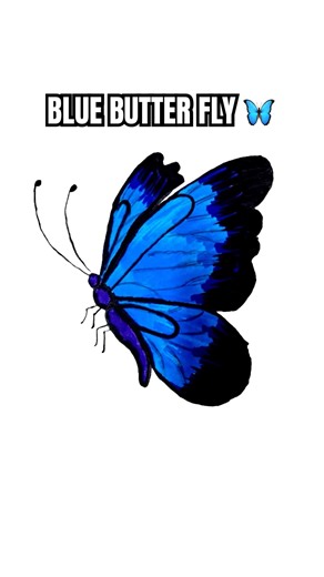 Blue Butterfly Drawing🦋using Brush Pens #shorts