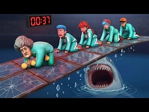 Squid Game vs Scary Teacher 3D | Swim With Shark or Crossing Glass Platform Bridge Funny Challenge