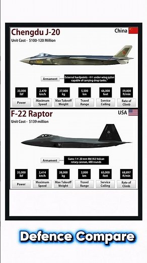 J-20 vs F-22 | Stealth Fighter Comparison