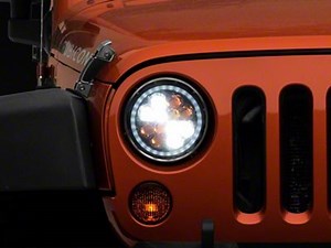 Raxiom Jeep Wrangler Axial Series Spider LED Headlights with Amber DRL and Angel Eye Halo; Chrome Housing; Clear Lens J108047 (97-18 Jeep Wrangler TJ & JK) - Free Shipping