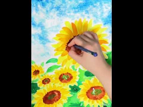 Perfect for summer vacation homework for elementary school students! Draw sunflowers using waterc...
