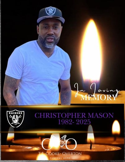It is with heartfelt sympathy that we announce the passing of Mr. Christopher Mason, affectionately known as “Chris.” We ask that you keep his family uplifted in your thoughts and prayers during this difficult time. “The Lord is close to the brokenhearted and saves those who are crushed in spirit.” – Psalm 34:18 Funeral arrangements will be announced at a later date. — T.E. Cooke-Overton Funeral Home | TE Cooke- Overton Funeral Home