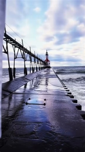 Winter transforms Lake Michigan into a breathtaking icy masterpiece.