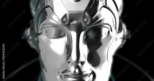 Robot head waking up an artificial intelligence concept ofTechnology of the future