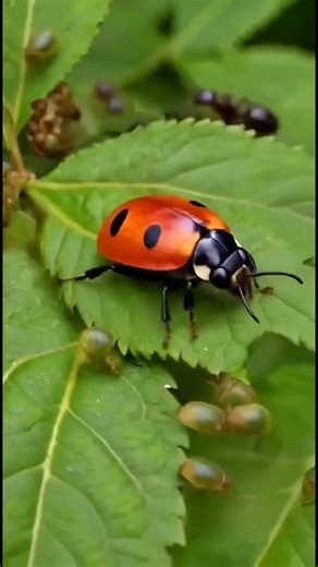 POV: A Camera on a Ladybug Enters an Aphid Colony… Then a Spider Appears 🐞