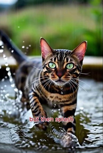 🐆💦 Bengal Cat Learns to Swim for the First Time! | Cute 3D Animation #cat