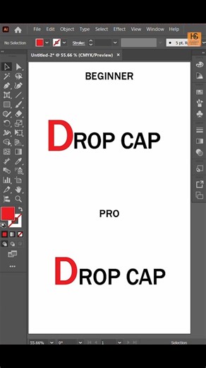 Drop Cap Text Effect in Illustrator ⚡ Beginner vs Pro Tutorial #shorts