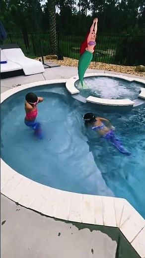 Two Little Mermaids Swimming in our Pool!