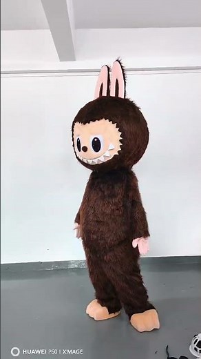 Adult Realistic Foam Furry Brown Labubu Costume for Events Entertainments