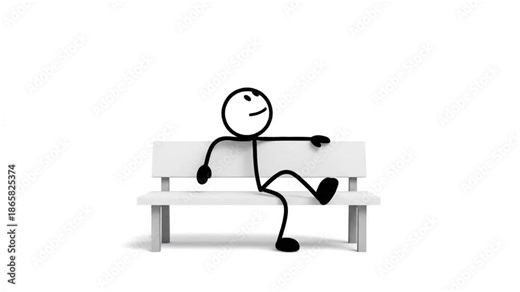 Stick Figure Animation - Thinking, Relaxing, and Sitting on a Bench.