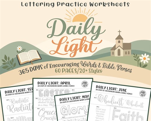 Daily Light Lettering Practice Worksheets: 365 Encouraging Words + Bible Verses, 20 Styles (digital Download) - Etsy